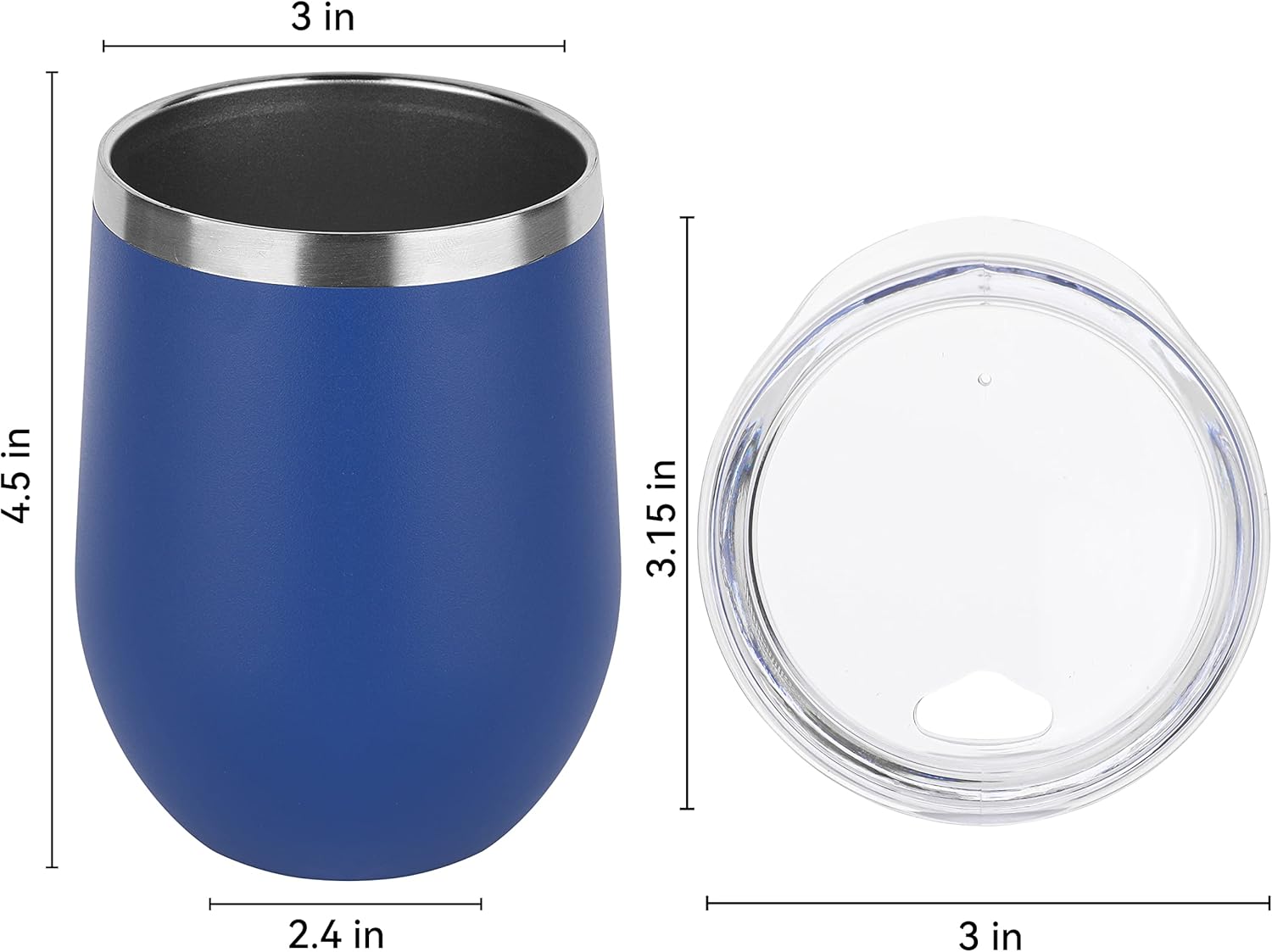 DOMICARE Stainless Steel Wine Tumbler Bulk with Lid, Personalized Insulated Tumblers Set, 12oz Travel Coffee Cups Pack of 16, Dark Blue