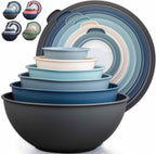 Zulay Kitchen 12 Piece Plastic Mixing Bowls with Leak-Proof Lids Set - Microwave and Freezer Safe Kitchen Mixing Bowls for Preparing, Serving and Storing - Large Nesting Bowls (Twilight Ombre)