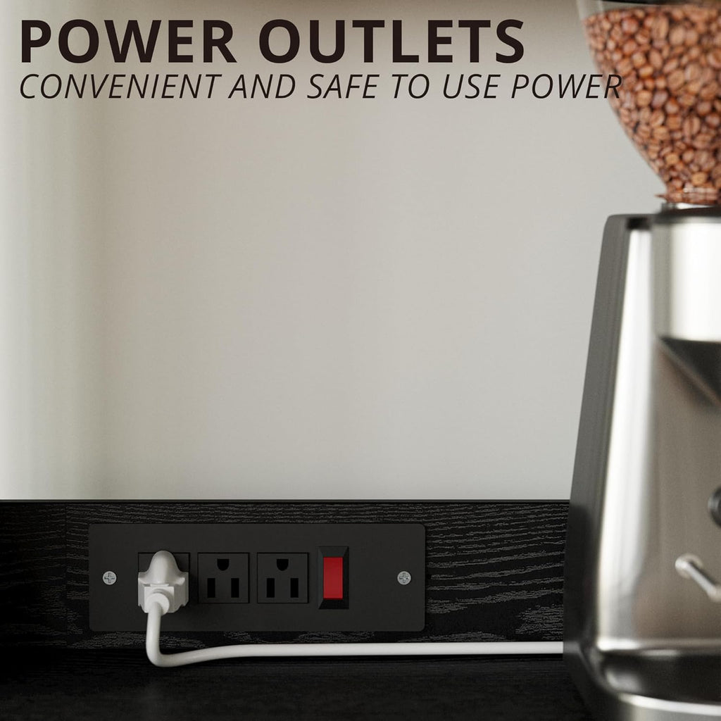 IRONCK Bakers Rack with Power Outlet, 45in Wide Coffee Bar Cabinet with Storage, 6-Tier Kitchen Storage with Doors, Microwave Stand for Kitchen, Dining Room