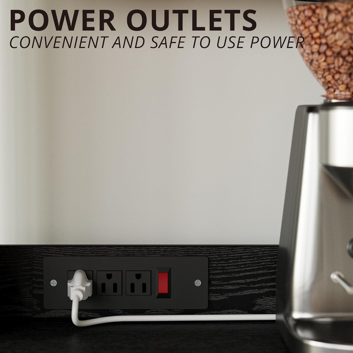 IRONCK Bakers Rack with Power Outlet, 45in Wide Coffee Bar Cabinet with Storage, 6-Tier Kitchen Storage with Doors, Microwave Stand for Kitchen, Dining Room