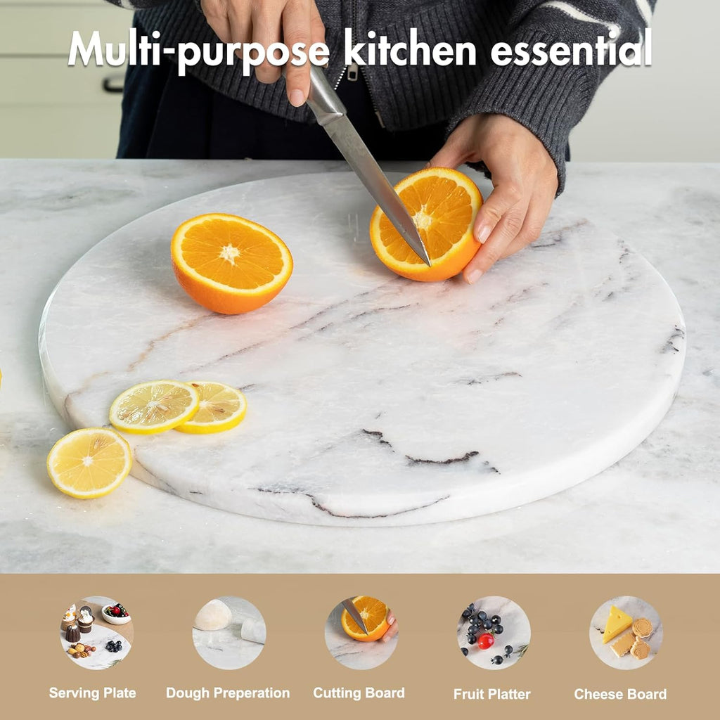 Koville Milas Lilac Marble Cutting Board for Kitchen, 16" Large Marble Cheese Serving Board for Baking, Charcuterie, Pastry, Trivet, Non-Stick Heat Resistant Stone Cutting Boards for Kitchen Counter