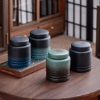 Tea Canister for Loose Tea with Airtight Lid, Kitchen Storage Containers, Ceramic Food Storage Jar, Ceramic Coffee Canister (Black)