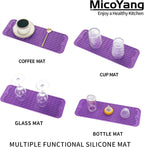 Silicone Dish Drying Mat for Multiple Usage,Easy clean,Eco-friendly,Heat-resistant Silicone Mat for Kitchen Counter,Sink,Bar,Bottle,or Cup Purple M 17 inches x 6 inches