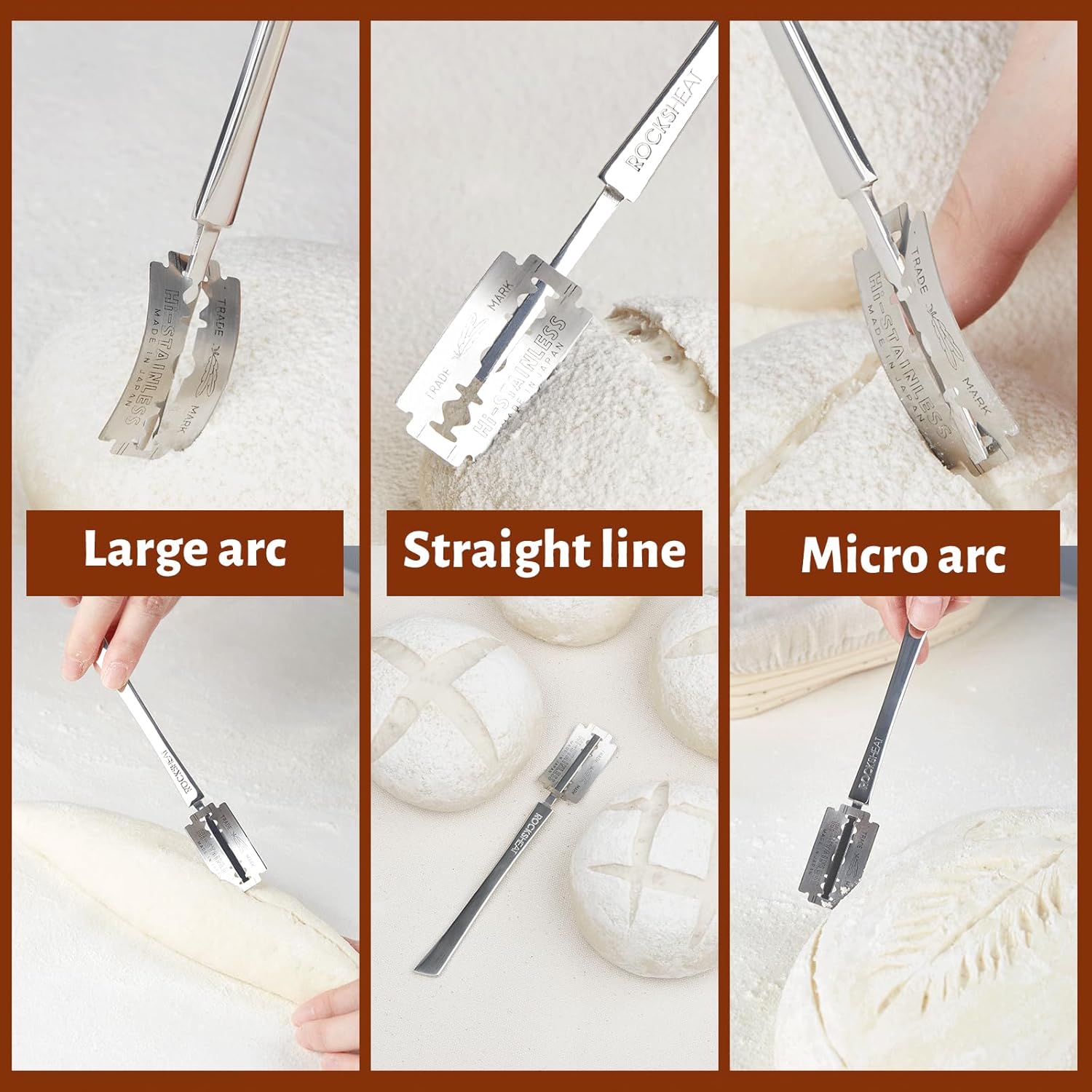 Bread Lame Dough Scoring Tool, Stainless Steel Scoring Knife with 5 Feather Blades, Sourdough Scoring Tool for Bread Baking, Baking Tool for Baking Beginners