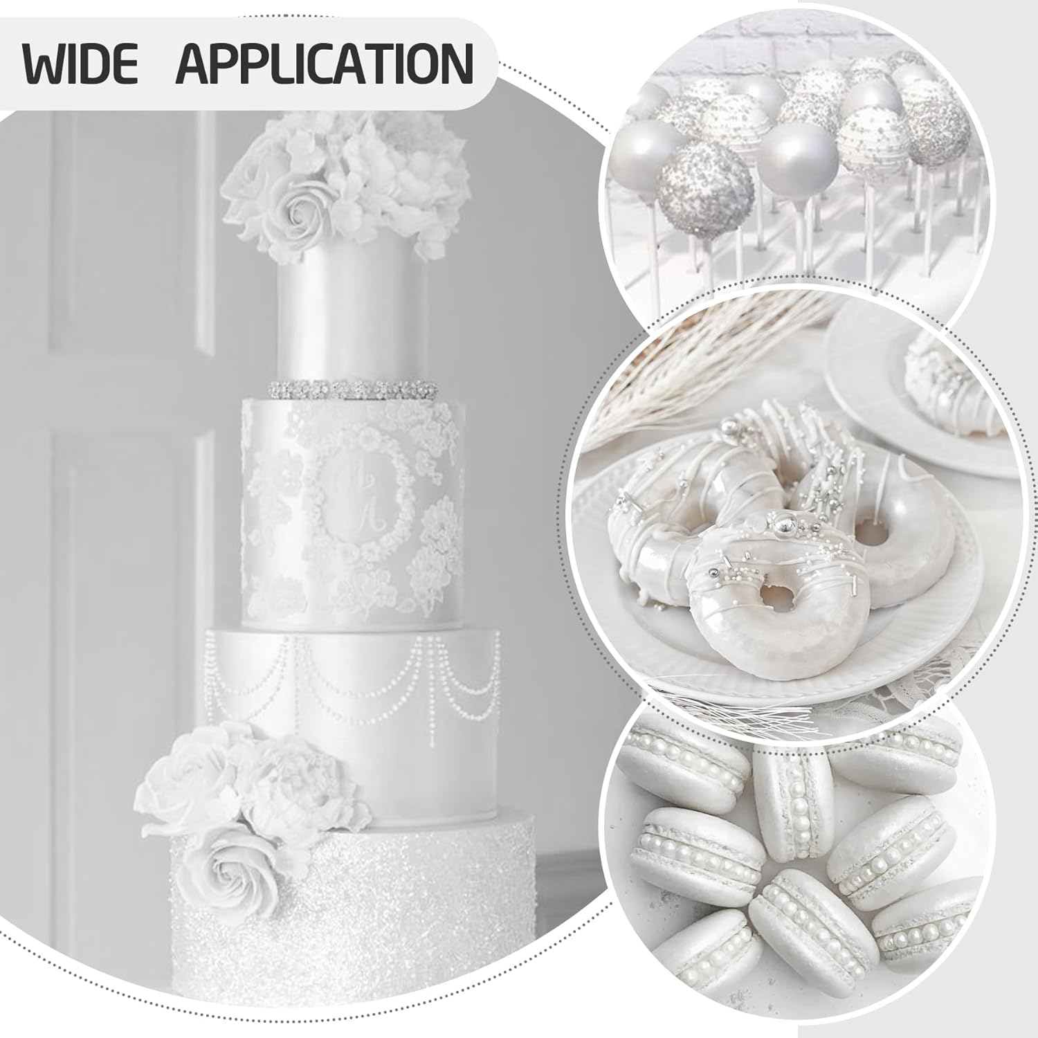 Edible Glitter Spray - 3/4oz Luster Dust Edible Food Grade Glitter Shimmer Dust Powder for Cocktails, Drinks, Cake Decorating - Metallic Food Coloring Powder for Wine, Candy, Cookie, Icing (White)