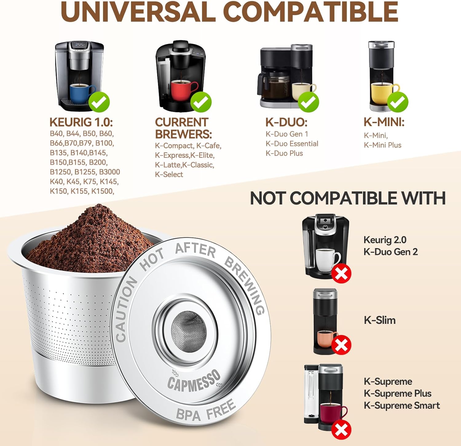 2 Pack Reusable K Cups Coffee Pods for Keurig 1.0: Stainless Steel Refillable K Cup - Reusable Coffee Filter for Keurig 1.0 Coffee Maker, Permanent, Eco-Friendly, Innovative Design