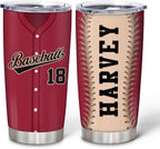 Hyturtle Personalized Baseball Tumbler Baseball Players Design Stainless Steel Double Walled Vacuum Insulated Tumblers 20oz30oz Coffee Travel Mug Cup Christmas Gift For Men Boys Friends Dad Sports Fan