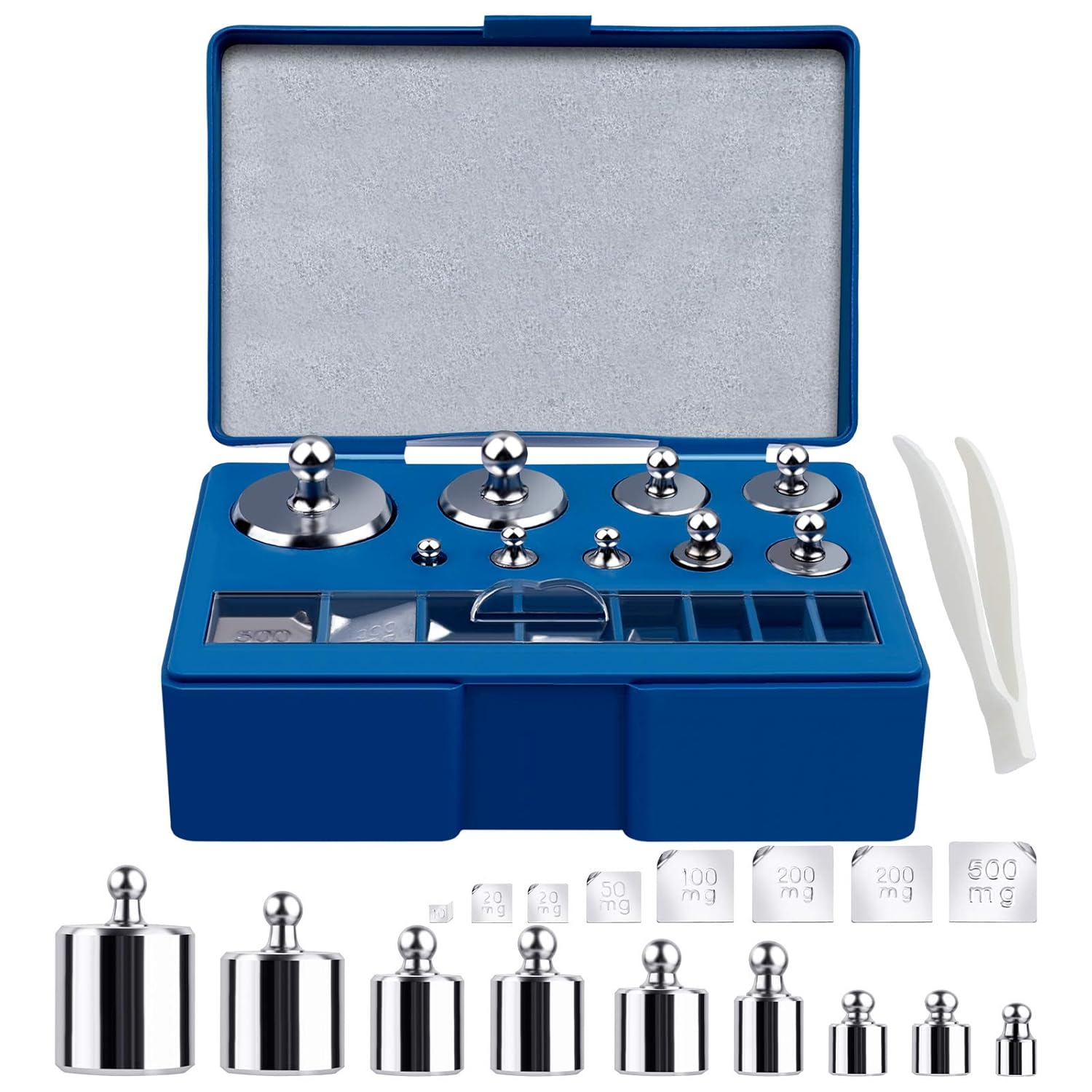 UCEC Calibration Weights for Digital Scale, 10mg - 100g Gram Weights Kit, Precision Stainless Steel Balance Scale Calibration Weight Set with Tweezers for Lab Educational Science