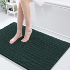 Arotive Luxury Chenille Bathroom Rug Mat, Extra Soft Thick Absorbent Shaggy Bath Rugs, Non-Slip Machine Wash Dry, Plush Bath Mats for Bathroom, Shower and Tub, 45x27, Dark Green