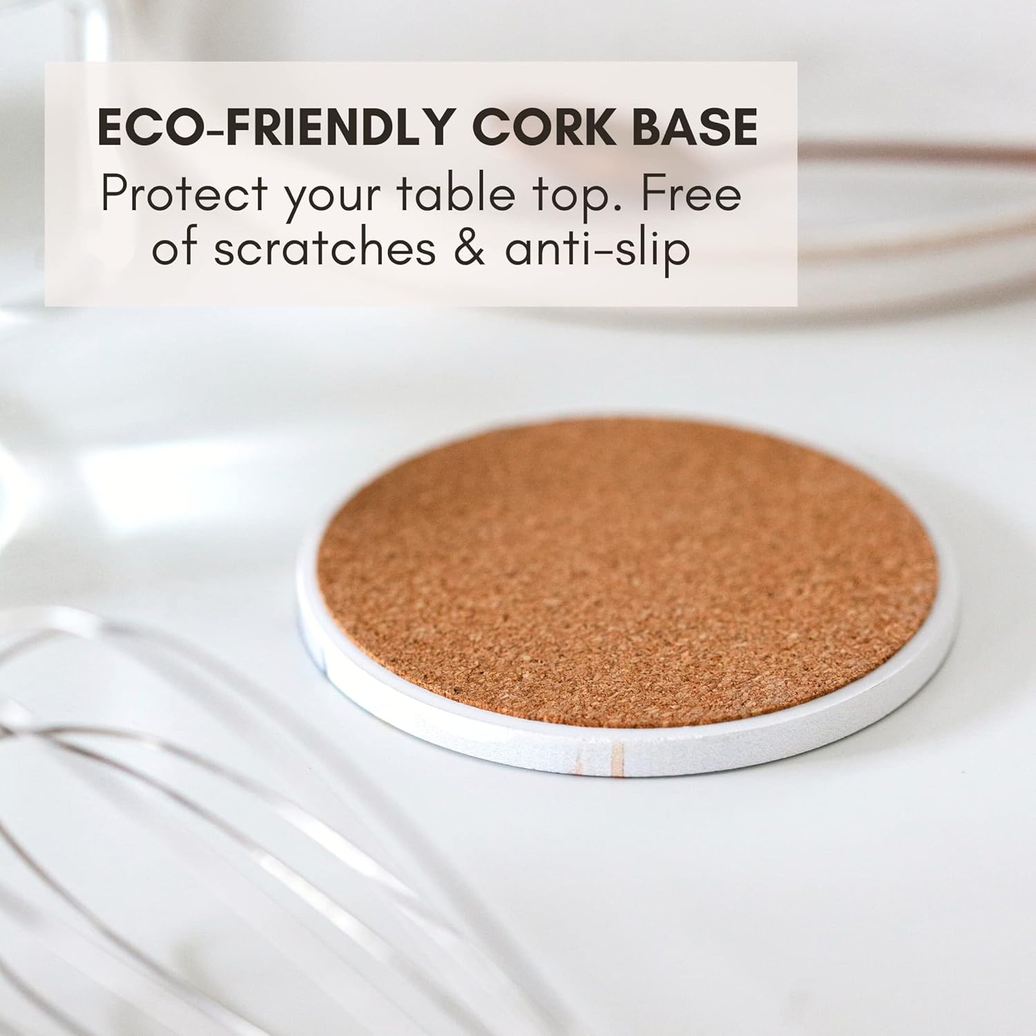 Absorbent Coaster Set of 6 with Holder, Drink Coasters for Coffee Table, Kitchen, Home Decor, Cute Ceramic Round Coasters, Alternative to Silicone, Cork or Glass Coaster (Mosaic with Black Holder)