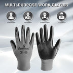 I9 Essentials 6 Pairs Nitrile Coated Work Gloves – Medium,Lightweight Grip Gloves for Men & Women – Gardening, Construction, Mechanic, Woodworking