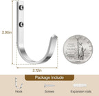 Wall Hooks for Hanging Towel/Coat - 22LB Screw in Metal Hanger Wall Mount, for Outdoor, Closet, Door, Bathrooms, for Backpack, Robe, Silver 5 Pack