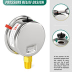0-100psi Stainless Steel Glycerin Liquid Filled Pressure Gauge1/8 NPT 1.5" Dial, Lower Mount Designed for Pressure Testing of Water, Oil and Air (with Range Mark Pointer)