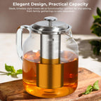 Aquach 68oz Glass Teapot with Built-in Thermometer, Stovetop & Dishwasher Safe, Borosilicate Carafe and Stainless Steel Removable Infuser