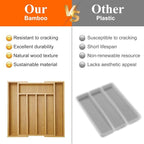 Expandable Large Kitchen Utensil Organizers Bamboo Silverware Drawer Organizer Tray Adjustable Flatware Organizer Fork Spoon Wood Cutlery Tray Cooking Utensils Holder Drawer Divider Silverware Trays