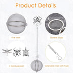 Tea Infusers for Loose Tea 3 Sets Tea Infuser Loose Leaf Tea Steeper Tea Stainless Steel Ball Mesh Tea Strainer Filters with Crtstal Pendant (Animal 2)