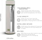 London Sip 16.9 oz Multi-Purpose Tea Infuser Mug – Fruit Infuser Water Bottle for Hot and Cold – Double Wall Stainless Steel Insulated, Safari Beige