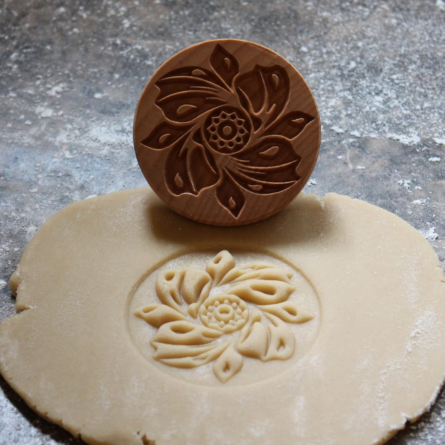 Wood Cookie Stamp, 2.5 Inch (Whirling Flower CS-041)