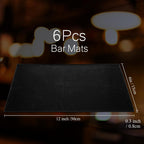 Tioncy 6 Pcs Bar Mat for Countertop 6 x 12 Inch Non Slip Rubber Mat Service Spill Cocktail Bartending Coffee Bar Mats for Hot Dishes Restaurants Barbershop Clippers Hot Pads, Black