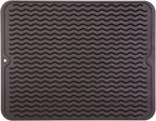Silicone Dish Drying Mat for Multiple Usage,Easy clean,Eco-friendly,Heat-resistant Silicone Mat for Kitchen Counter or Sink,Refrigerator or drawer liner Coffee L 16 inches x 12 inches