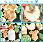 Baby Shower Cookie Cutters 8Pcs, Cute Shapes Baby Carriage Onesies Bottle Bib Clothes Elephant Bear Fondant Cutter, Sturdy Metal Biscuit Cutter Cookie Mold for Baby Shower Baking & Gift
