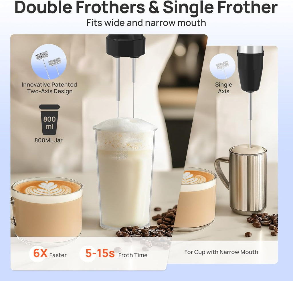 Consciot 10-in-1 Immersion Blender Handheld Max 1100W with Entire Stainless Steel Blender Shaft, Trigger Speed Control, 800ml Beaker, 600ml Chopper, Beaters, Frothers, Hooks, Masher, Whisk & 600ml Cup