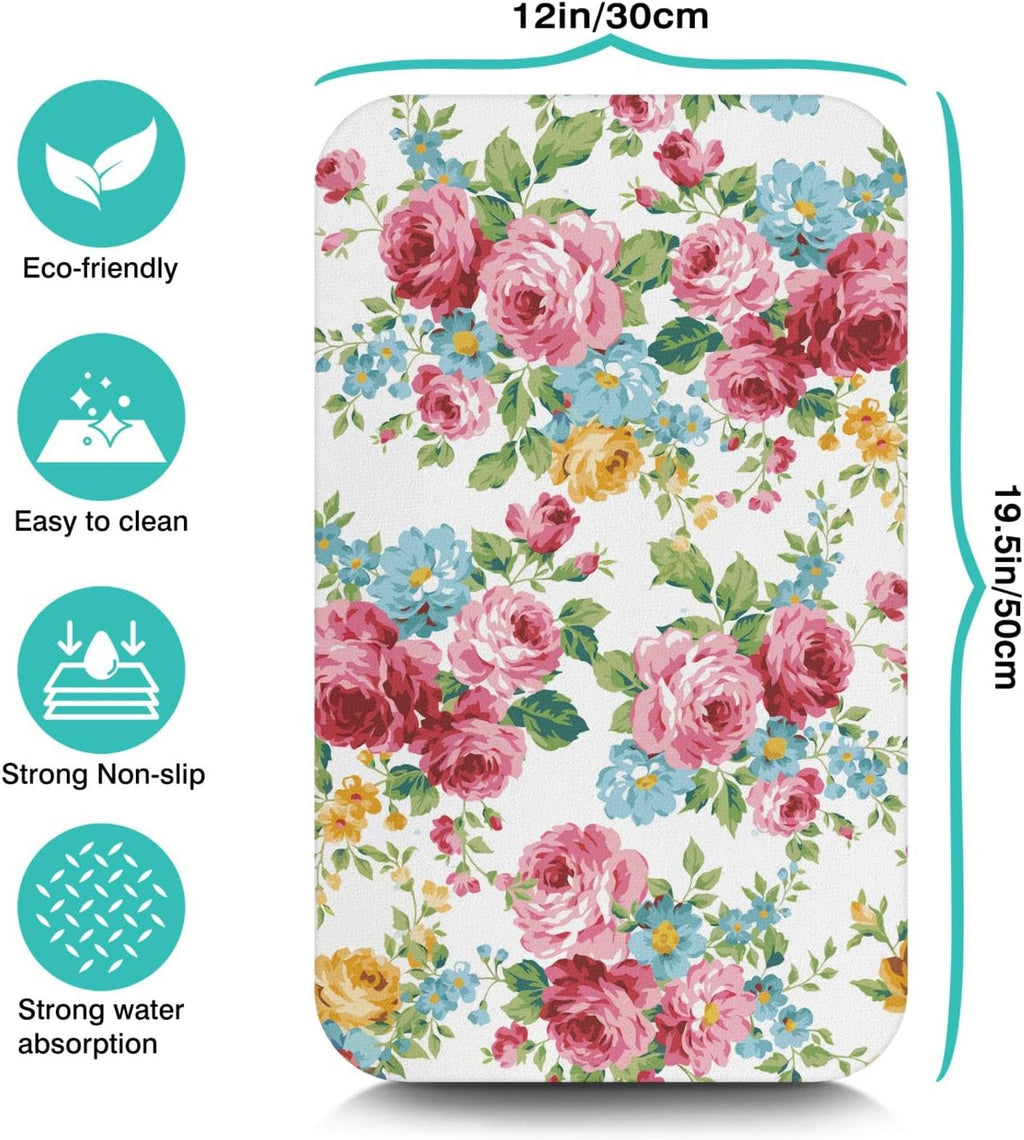 Dish Drying Mat for Kitchen Counter 20x12in Washable Quick Dish Drying Pad Rubber Backed Absorbent Draining Mat Fit Kitchen Counter,Bar,Under Sink,Dishes,Utensils,Dish Rack