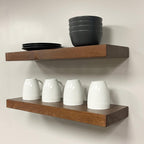 URBANDI, Rustic Floating Shelves, Set of 2, Hidden Bracket, Solid Wood, Heavy Duty, Wall Mounted Shelves, (Provincial, 24Wx8D)