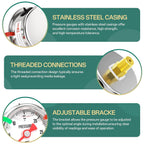 0-30psi Stainless Steel Glycerin Liquid Filled Pressure Gauge 1/8" NPT 1.5" Face Dial, Center Back Mount, for Water, Oil and Air Pressure Testing (with Range Mark Pointer)