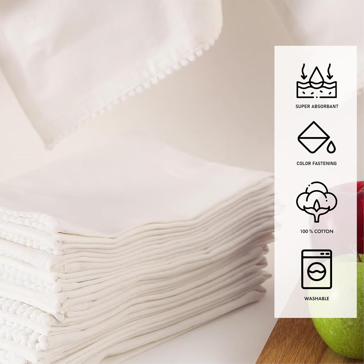 TARAN LIVING Kitchen Towels Cotton Solid Kitchen Dish Cloths Hand Towel Reusuable Dish Towel for Cleaning & Drying Tea Towels Set with Hanging Loop - 18"x28" Coral - Pack of 6