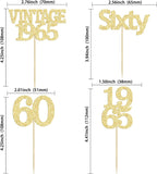 Gyufise 24Pcs 60th Birthday Cupcake Toppers Cheers to 60 Fabulous Sixty Cupcake Picks Vintage 1965 Decorations for 60th Birthday Wedding Anniversary Party Cake Decorations Supplies Gold