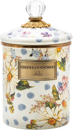 MACKENZIE-CHILDS Wildflowers Enamel Canister, Floral Kitchen Storage Container with Lid, Medium