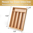 Silverware Organizer Kitchen Drawer Organizer Utensil Organizer Bamboo Silverware Holder Cutlery Organizer in Drawer Flatware Organizer Tray(5 slots, Natural