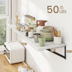 Dreamland Deep Floating Shelves for Wall, White Wood Wall Mounted Shelves, Large Floating Shelf 12 * 24 inchSet of 2 for Bookshelf Living Room Bedroom Home Office Bathroom