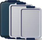 BRONYPRO Non Stick Ceramic Baking Sheet Pan Set of 3, Natural Non Toxic Cookie Sheets for Baking - PFOA, PTFE Free, Heavy Duty Aluminized Steel Oven Trays for Cooking with Silicone Handles, Navy