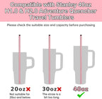 NiHome 12-Inch Heart-Shaped Stainless Steel Drinking Straws for Stanley Tumbler 40oz 10-Pack with 2 Cleaning Brushes, Reusable for Hot & Cold Drinks, Dishwasher Safe, Safe Edges for Kids (Pearl Pink)