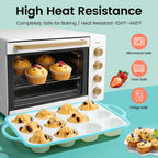 Silicone Muffin Pans for Baking 2 Pack, 2.6 Inch with Metal Reinforced Frame, Regular Size Nonstick Cupcake Pan 12 Cups for Baking Homemade Muffins, Dishwasher Safe BPA Free-Blue