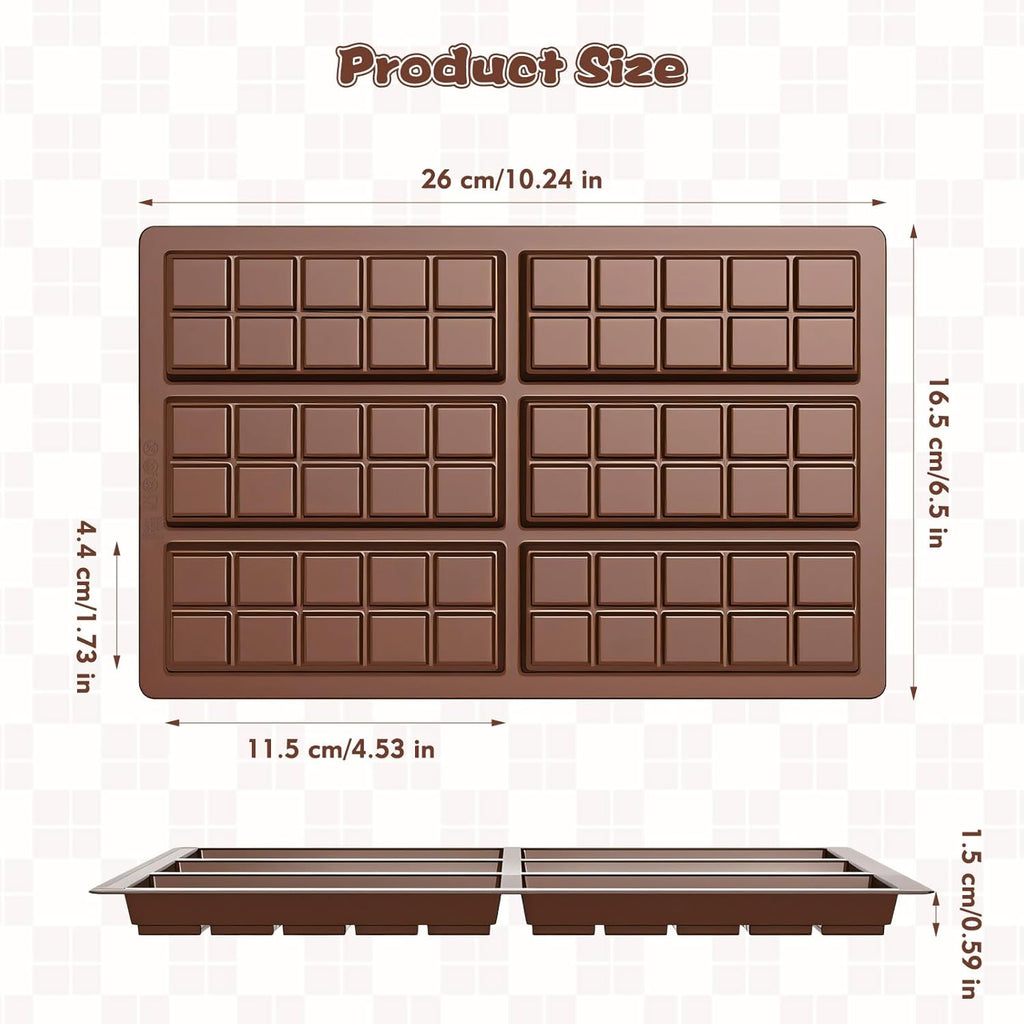 Chocolate Bar Mold, Silicone Dubai Chocolate Bar Mold, Non-Stick Chocolate Bar Molds, Deep Chocolate Bar Mold for Dubai Chocolate Bar Pistachio, Candy, Milk Chocolate Bar