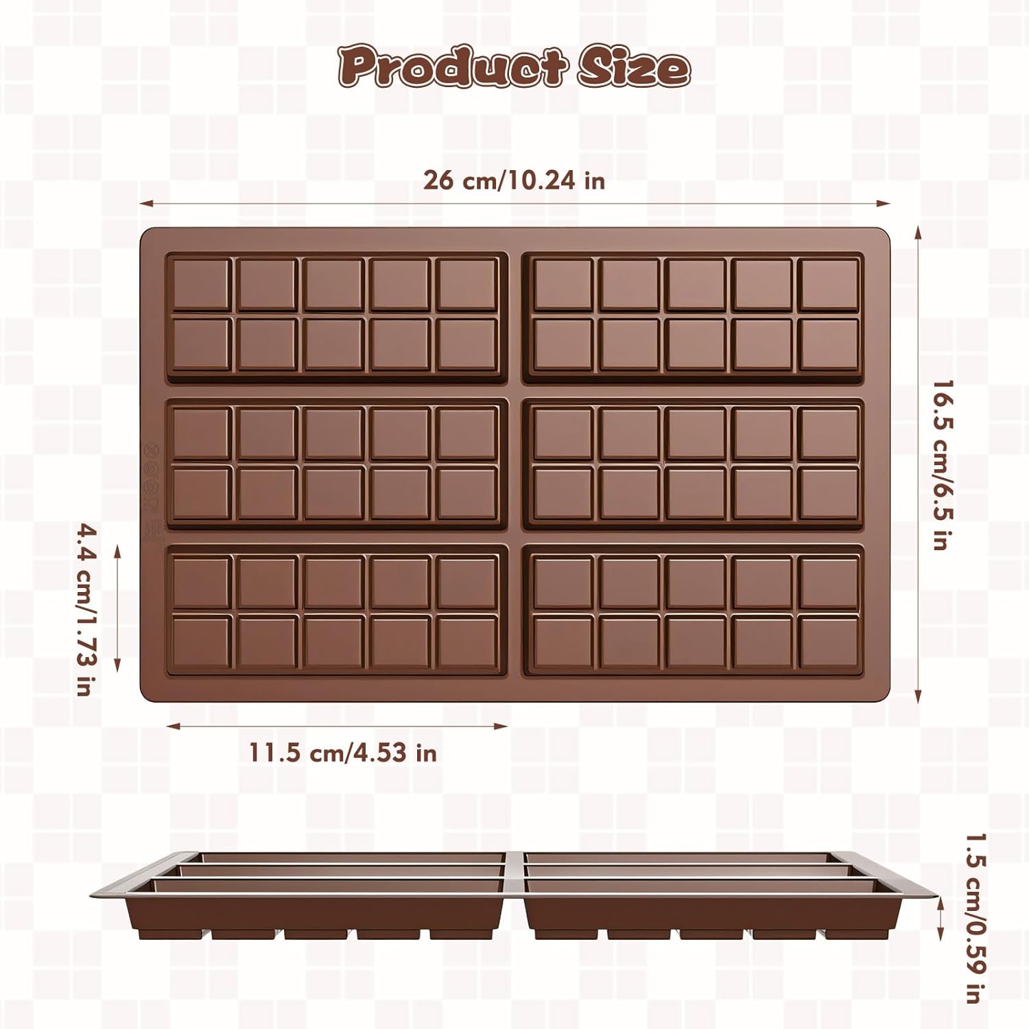 Chocolate Bar Mold, Silicone Dubai Chocolate Bar Mold, Non-Stick Chocolate Bar Molds, Deep Chocolate Bar Mold for Dubai Chocolate Bar Pistachio, Candy, Milk Chocolate Bar
