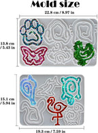 Animal Bookmark Silicone Mold Kit 12-in-1 - Cat Paw, Shark & Bat Shapes for Resin Memorial Art, Quick Release DIY Pet Keepsake Gifts (Animal Paperclip Mold)