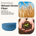 Homienly Large Wheat Straw Salad Bowls - Set of 6, 65 OZ, 10 Inch, Microwave & Dishwasher Safe - Navy Blue