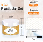 72 Pcs Plastic Jars, 4 OZ Plastic Jars with White Lids Round Clear Storage Containers Jar Leak Proof Slime Containers with Lids for Travel Refillable Slime Storage Jar for Beauty Product