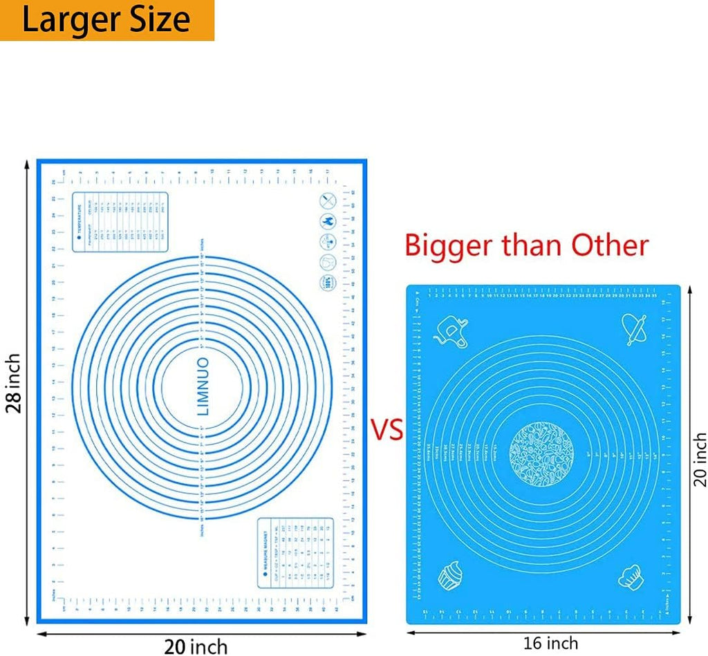 Silicone Baking Mat，Non Stick Rolling Dough with Measurements for Pie Pizza Cookies Fondant Making，Extra Thick Non Slip Silicone Pastry Mat