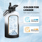 One Gallon Water Bottle Insulated, Triple Walled Vacuum Stainless Steel (Cold for 48 Hrs), Leak Proof & Non-BPA, Large Water Flask Jug with Paracord Handle & Straw Spout Lids