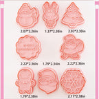 8Pcs Christmas Cookie Cutters, 3D Plastic Snowflake, Santa, Tree, Snowman Design Biscuit Mould and Cutters
