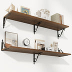 RICHFOCUS 12 Inch Deep Floating Shelves for Wall, 48" W x 12" D Wood Wall Shelves Set of 2, Wide Floating Shelves for Living Room, Bedroom, Kitchen, Bathroom and Decor Storage, Walnut