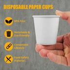 Smygoods White Disposable Paper Coffee Cups with Lids (4 OZ, 50 Count) For Hot Beverages, Tea, Espresso, Cocoa - To Go Drink Containers, Café & Office