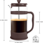 Utopia Kitchen 12 Ounce 0.35 Liter French Press Coffee Maker, Tea Maker, Travel Coffee Presses, Heat Resistant Thickened Borosilicate Coffee Pot for Camping Travel Gifts, Deep Taupe Pack of 1