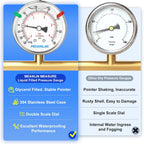 MEANLIN MEASURE -30inHG~60Psi Vacuum Pressure Gauge 316 Stainless Steel Joint 1/4" NPT 2.5" FACE DIAL, Stainless Steel Liquid Filled Pressure Gauge WOG Water Oil Air Back Mount, 2PCS Snaps