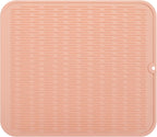 Silicone Dish Drying Mat for Multiple Usage,Easy clean,Eco-friendly,Heat-resistant Silicone Mat for Kitchen Counter or Sink,Refrigerator or Drawer Liner Pink XL 18 inches x 16 inches